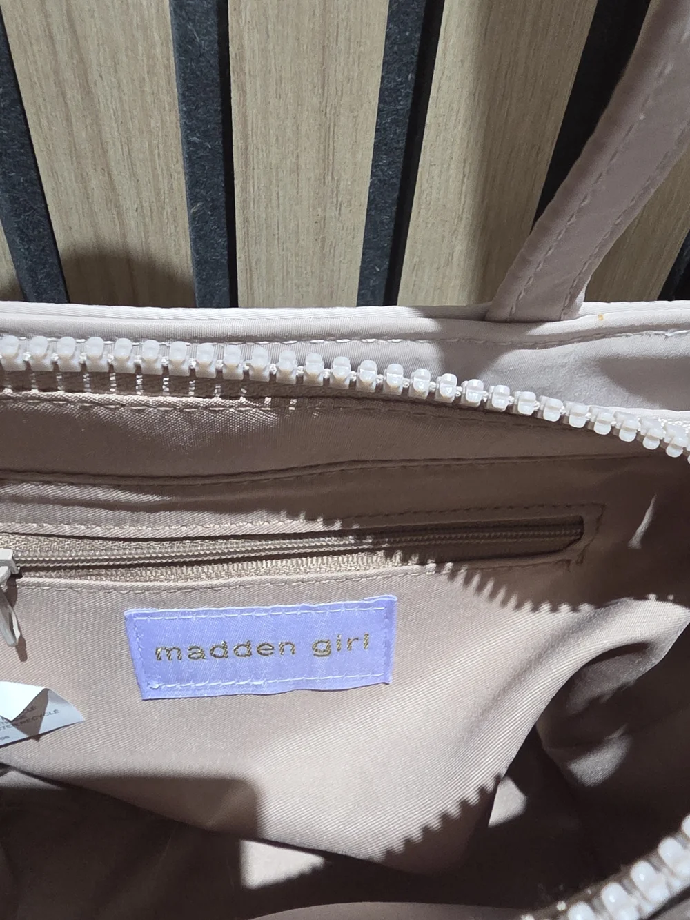 Madden Girl TAUPE Crossbody Mini Tote Bag with Removable Strap